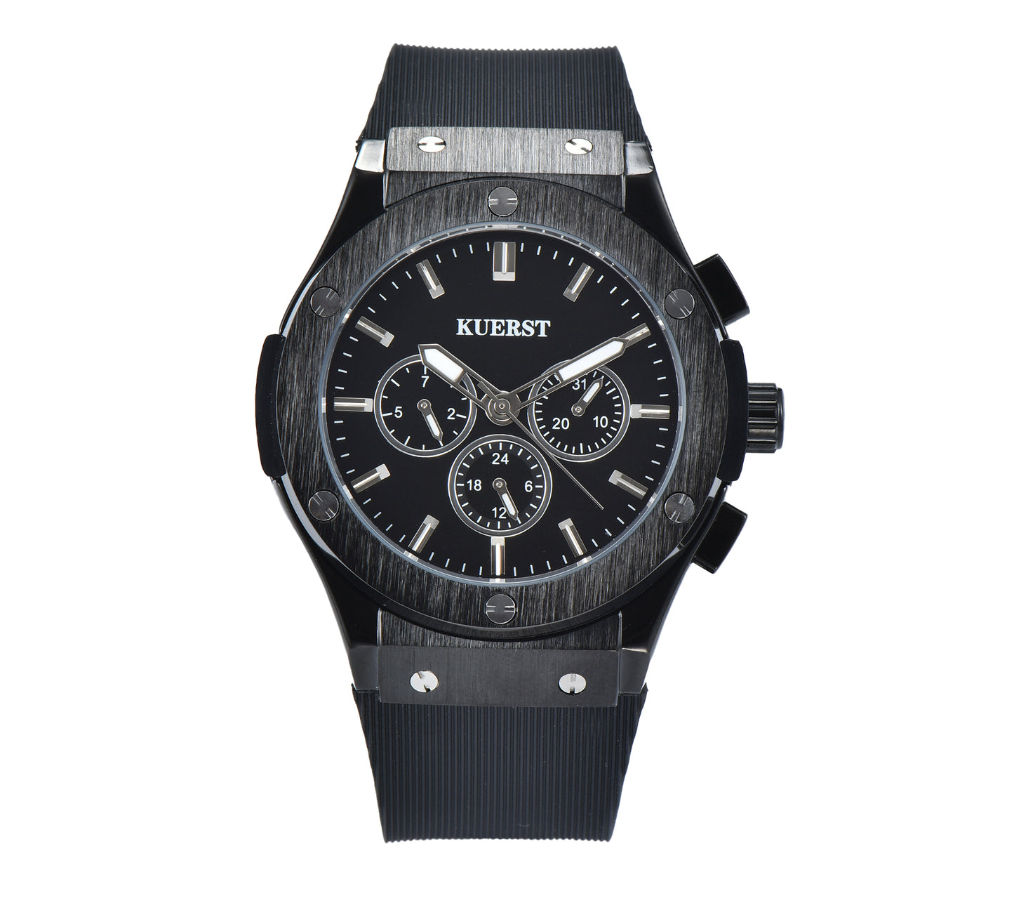 KUERST brand men's tape automatic mechanical watch six-pin design super multi-functional waterproof/pointer luminous/calendar/week /24 hours, using the latest wormhole new concept designed into the trend of all the watches