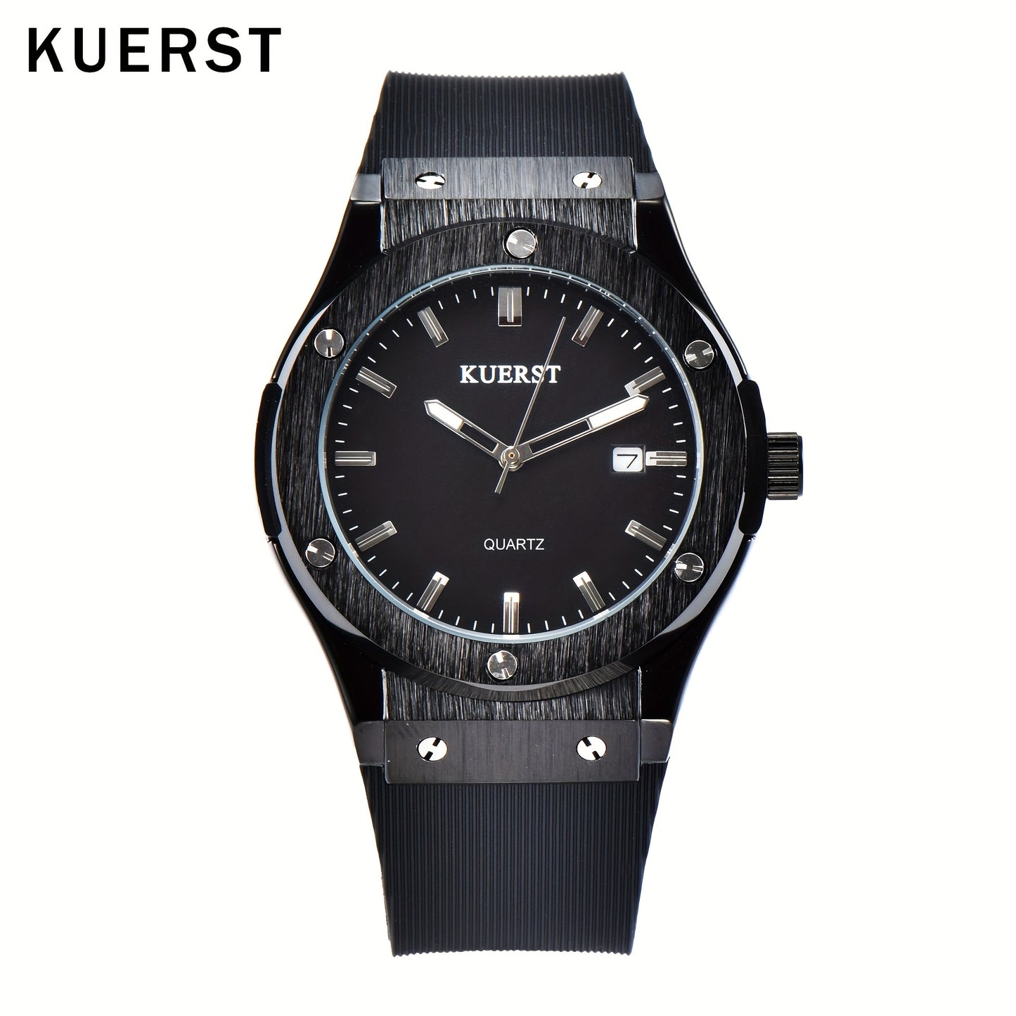 KUERST brand men's simple three-pin tape quartz watch trend classic personality fashion with pointer luminous/calendar function all-in-one leisure watch, heavy metal core element design to enhance the overall aura