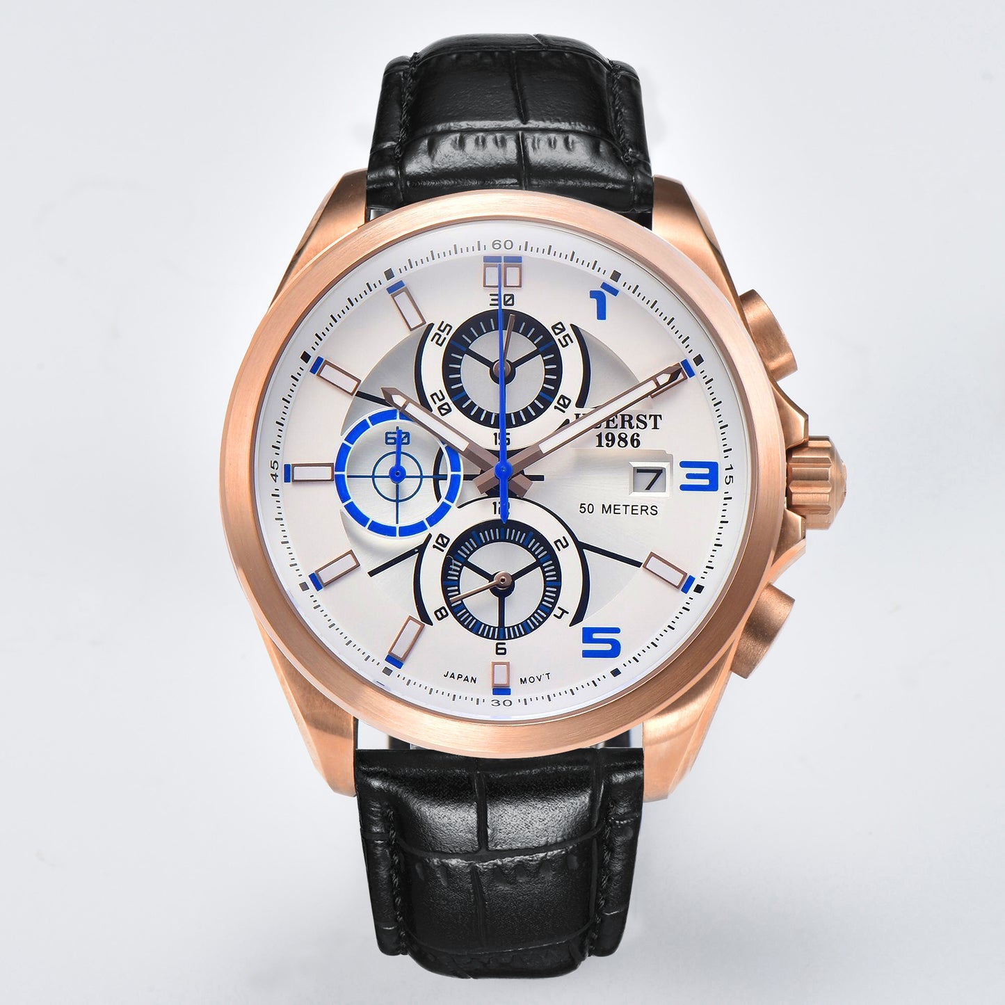 KUERST brand 2025 latest black technology hot goods Men's belt stainless steel watch case six hands three eyes large dial quartz watch with a variety of functions run second/timing hands gentleman style watch, exquisite gift gift of choice