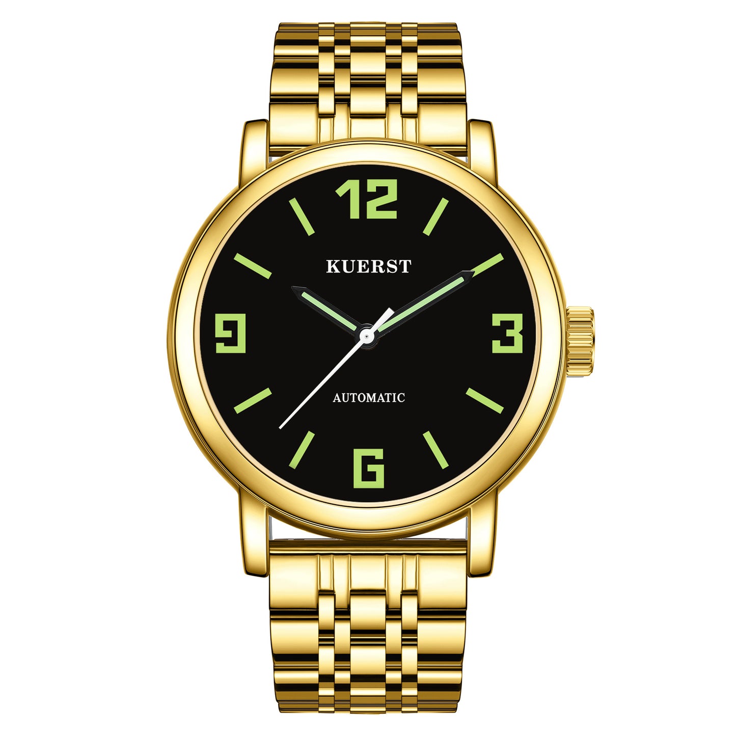 重点词汇 54/5000 通用场景 KUERST simple business fashion men's steel belt automatic mechanical watch large digital classic simple dial design business leisure watch, suitable for any occasion to wear