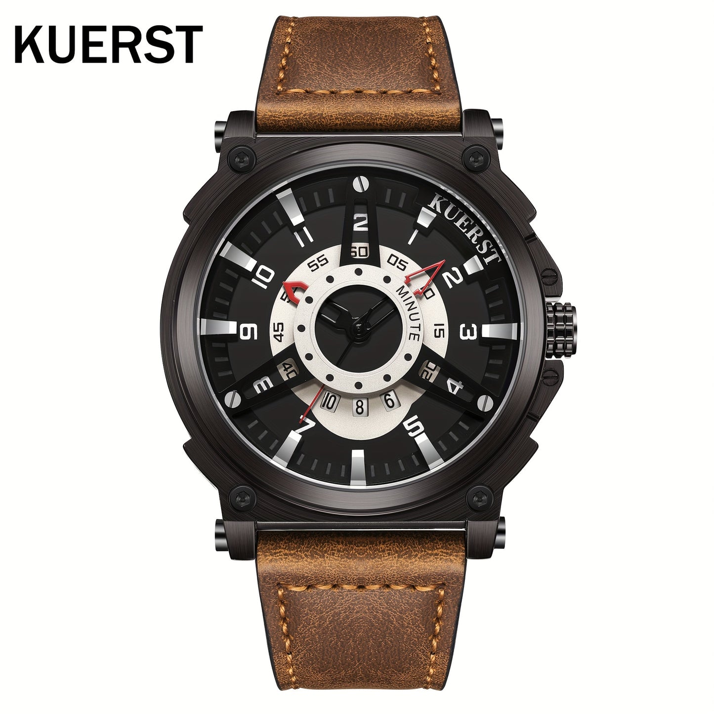 KUERST brand 2025 The latest hot men's belt trend retro quartz watch multi-functional calendar, the appearance of the car direction dial dial unusual unique creative elements, outdoor sports travel must and gift of choice