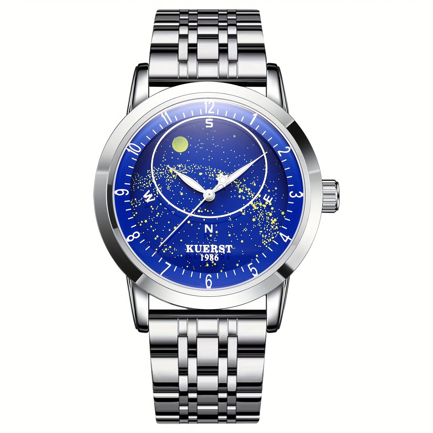 KUERST brand 2025 The latest hot cost-effective gift men's steel belt automatic mechanical watch Starry second disc mobile luminous star design full of noble temperament business leisure brand watches, the first choice for holiday gifts
