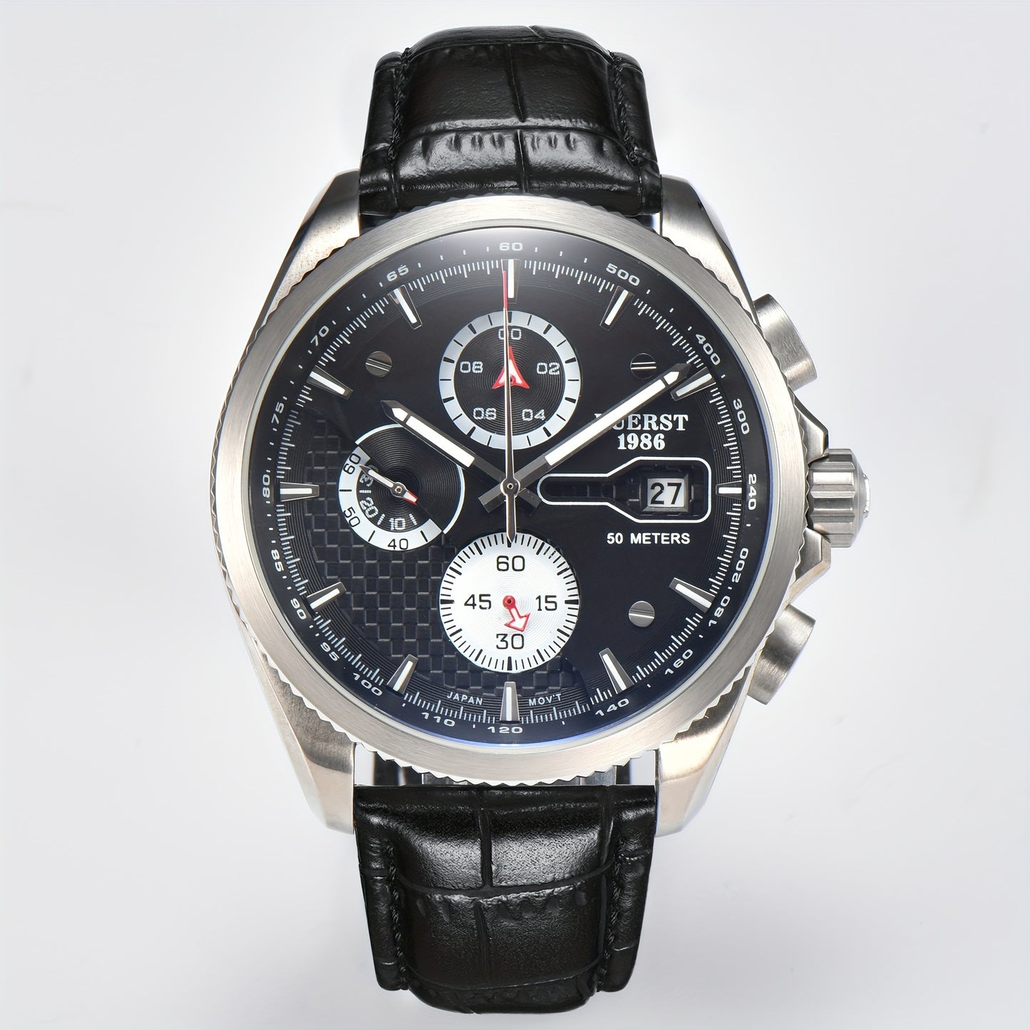 KUERST official authentic 2025 hot men's belt six pins three eyes large dial quartz watch multi-functional timing/calendar pointer business trend Top ten brand watches, so that you have a refined and elegant appearance level
