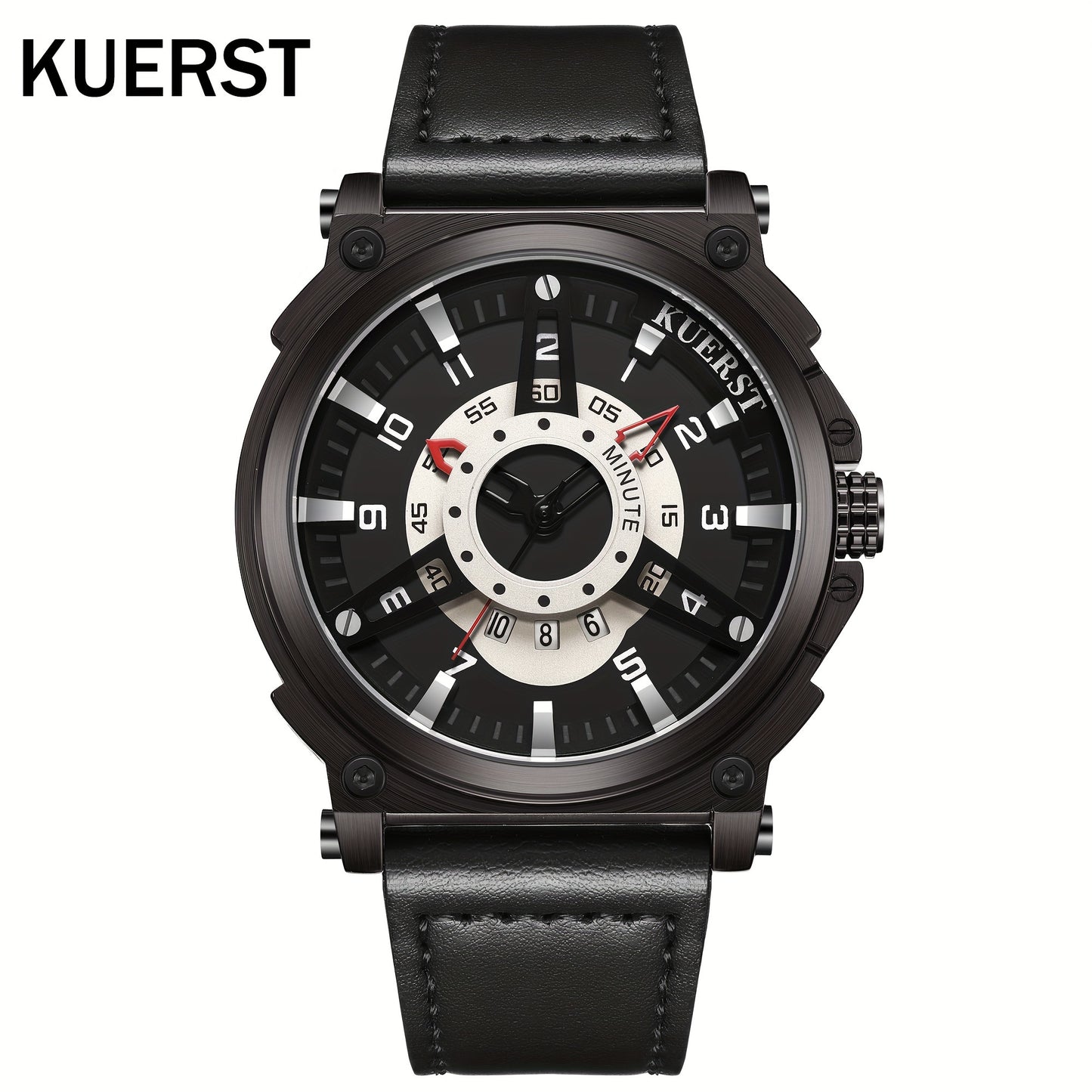 KUERST brand 2025 The latest hot men's belt trend retro quartz watch multi-functional calendar, the appearance of the car direction dial dial unusual unique creative elements, outdoor sports travel must and gift of choice