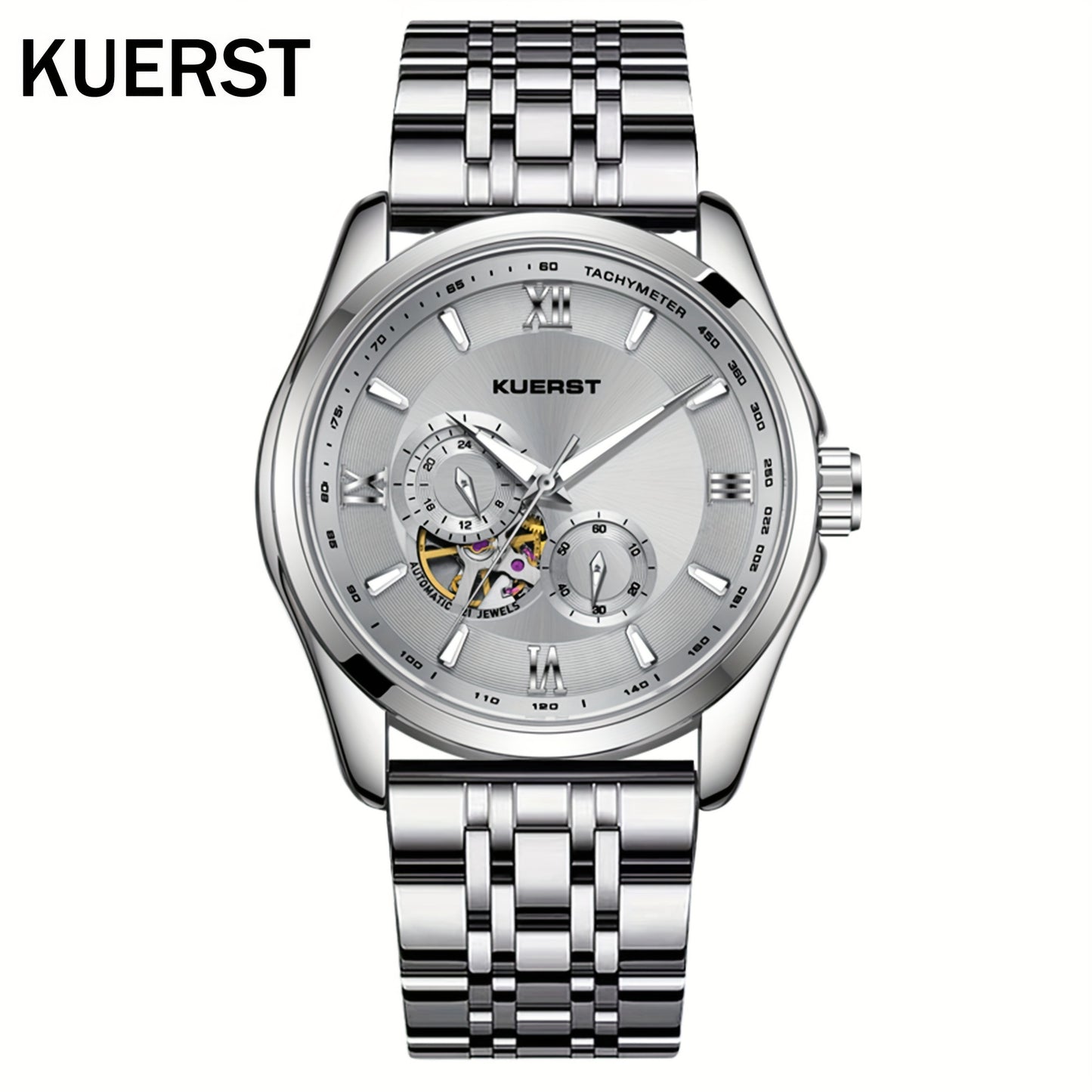 KUERST brand 2025 new watch series men's steel belt automatic mechanical watch with 24 hours/independent double small seconds/luminous classic three pins fashion exquisite elegance high appearance level business leisure brand watch