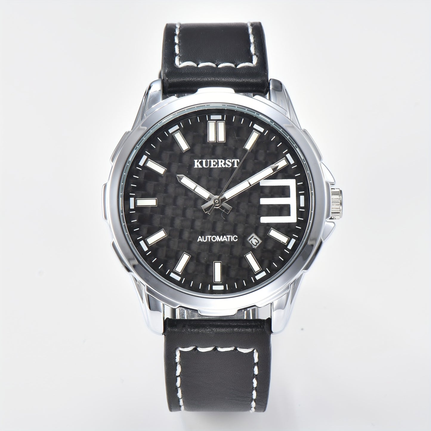 KUERST men's belt automatic mechanical watch dial using carbon fiber three-dimensional literal luminous watch with calendar function is designed, whether it is daily work or banquet travel is a good fashion to wear