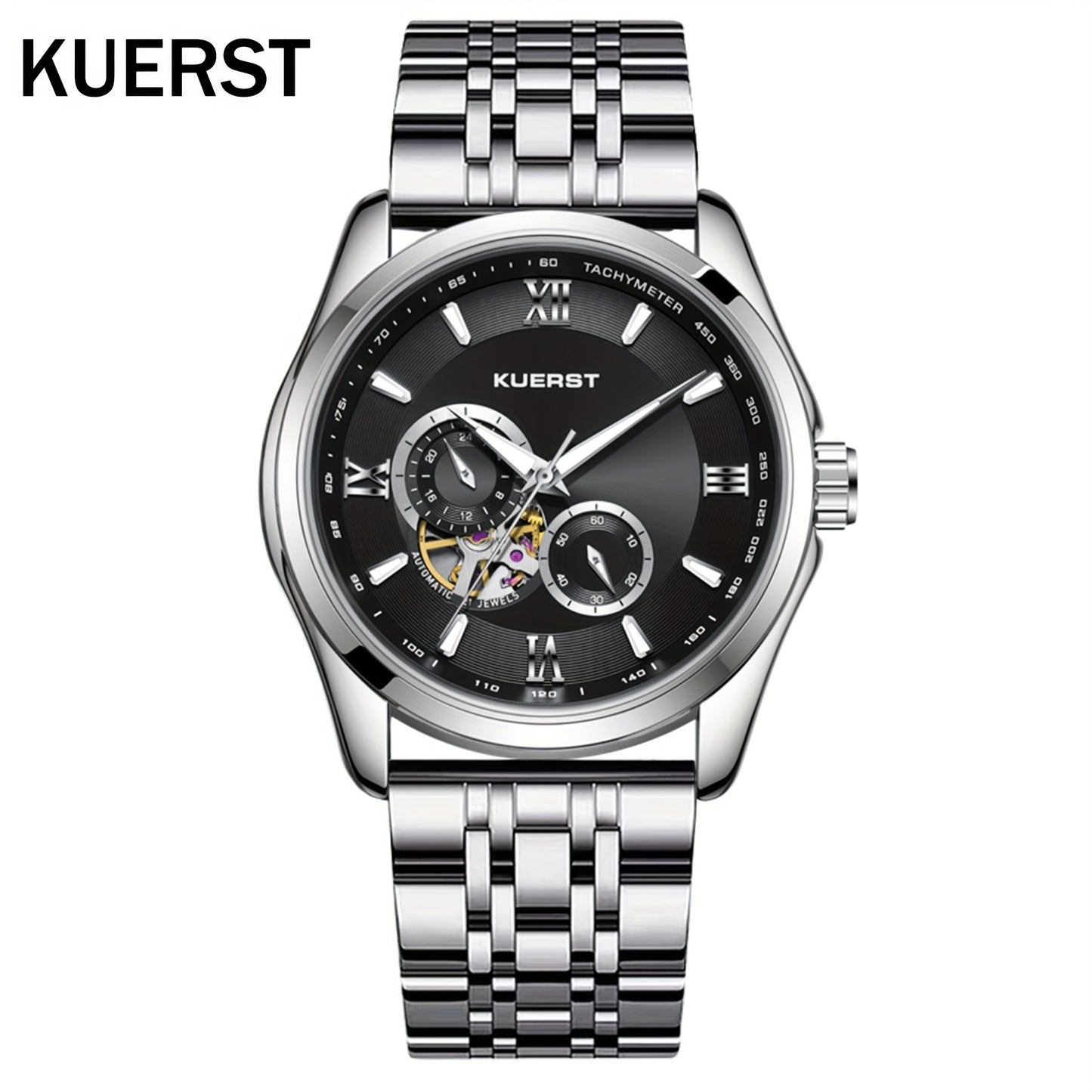 KUERST brand 2025 new watch series men's steel belt automatic mechanical watch with 24 hours/independent double small seconds/luminous classic three pins fashion exquisite elegance high appearance level business leisure brand watch
