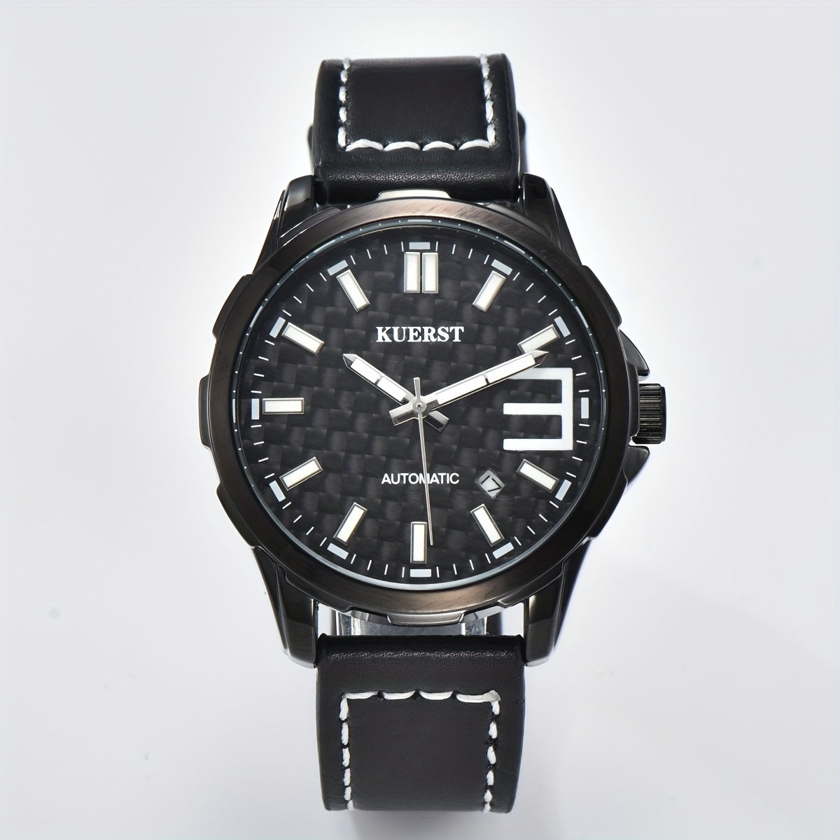 KUERST men's belt automatic mechanical watch dial using carbon fiber three-dimensional literal luminous watch with calendar function is designed, whether it is daily work or banquet travel is a good fashion to wear