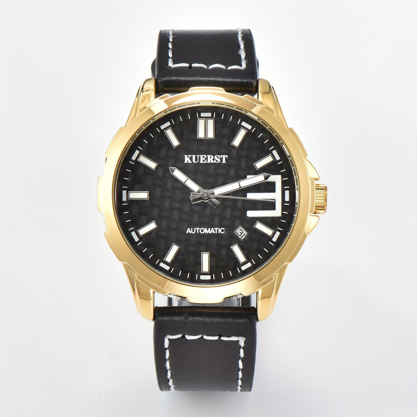 KUERST men's belt automatic mechanical watch dial using carbon fiber three-dimensional literal luminous watch with calendar function is designed, whether it is daily work or banquet travel is a good fashion to wear