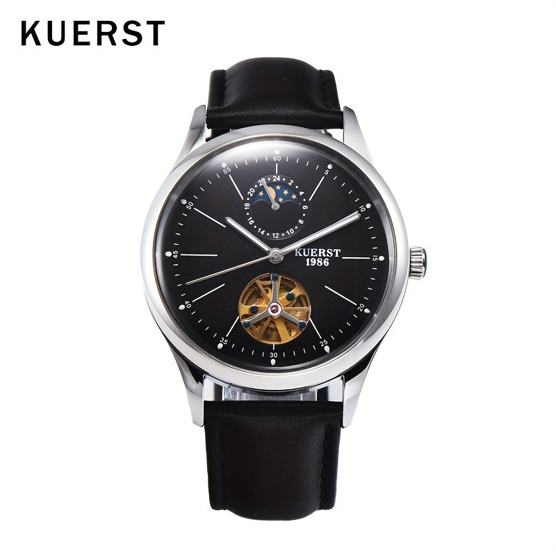KUERST brand 2025 expensive hot series men's leather belt automatic mechanical watch with night and night stars and carved gold machine luminous a variety of functions business leisure watches suitable for a variety of occasions to wear