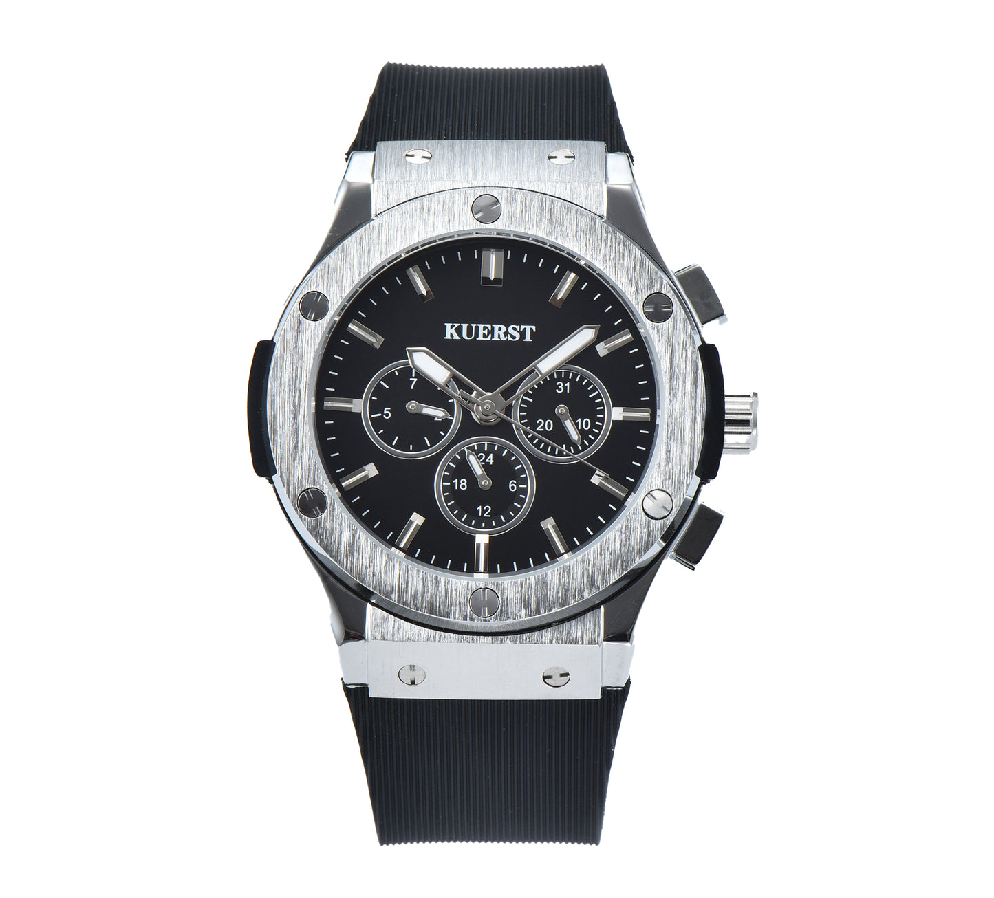 KUERST brand men's tape automatic mechanical watch six-pin design super multi-functional waterproof/pointer luminous/calendar/week /24 hours, using the latest wormhole new concept designed into the trend of all the watches