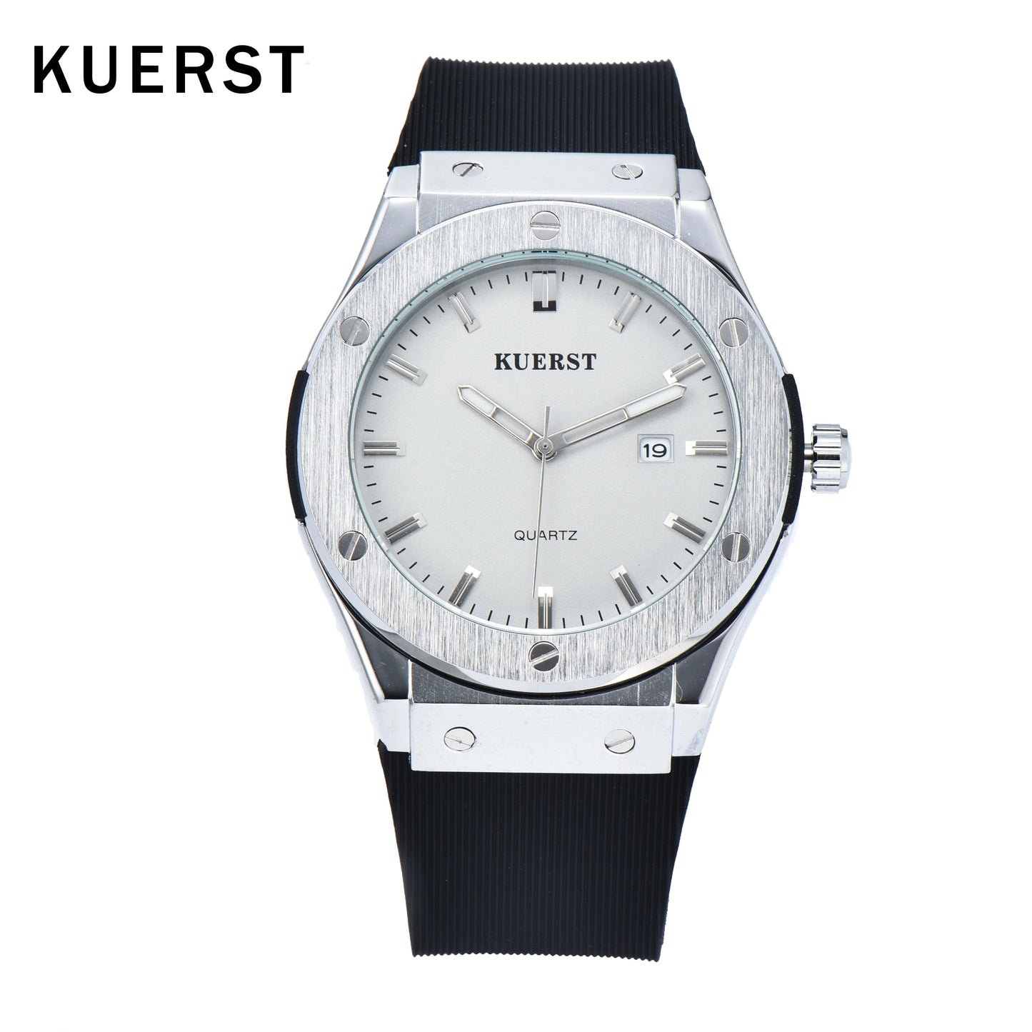 KUERST brand men's simple three-pin tape quartz watch trend classic personality fashion with pointer luminous/calendar function all-in-one leisure watch, heavy metal core element design to enhance the overall aura