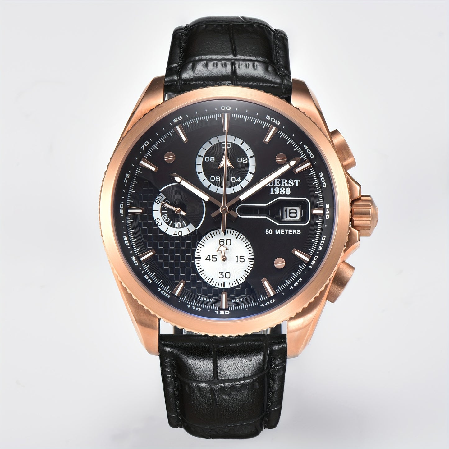 KUERST official authentic 2025 hot men's belt six pins three eyes large dial quartz watch multi-functional timing/calendar pointer business trend Top ten brand watches, so that you have a refined and elegant appearance level