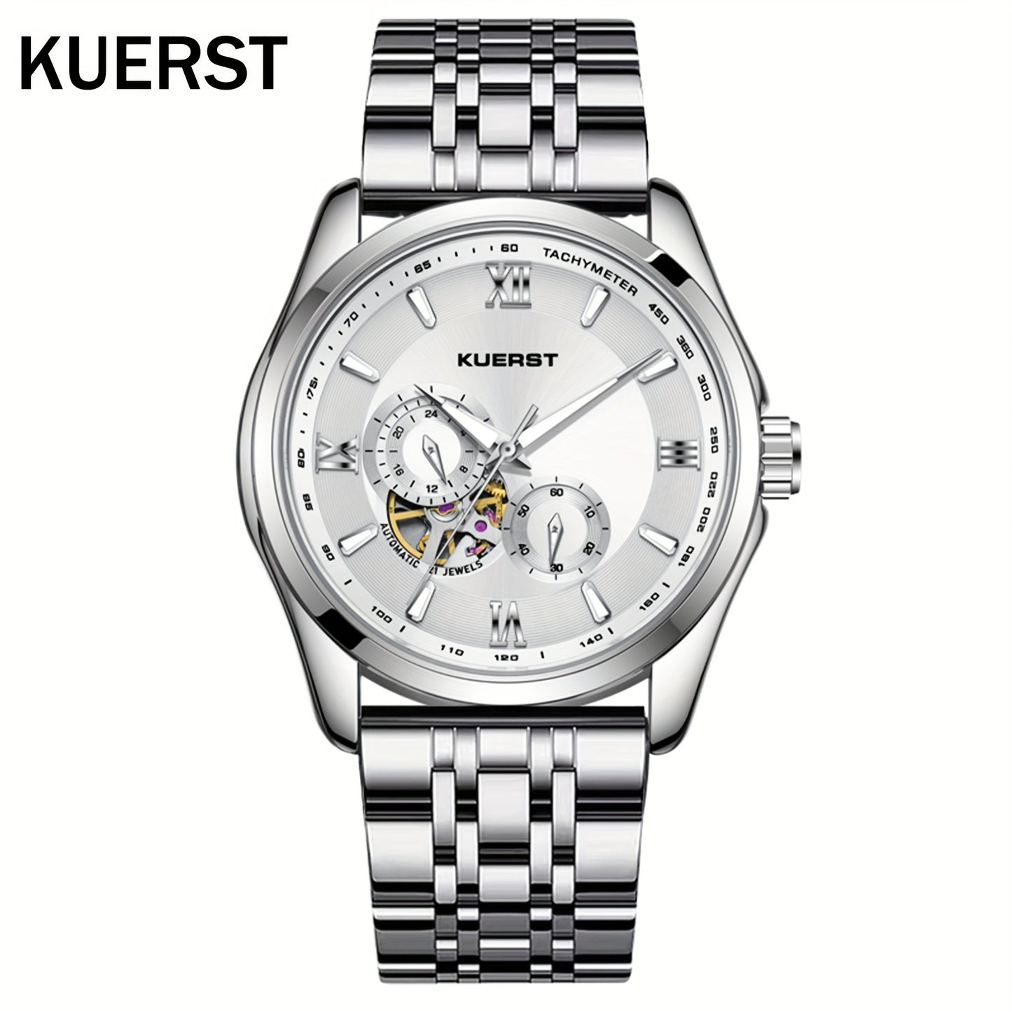 KUERST brand 2025 new watch series men's steel belt automatic mechanical watch with 24 hours/independent double small seconds/luminous classic three pins fashion exquisite elegance high appearance level business leisure brand watch