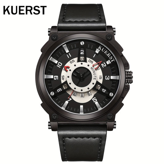 KUERST brand 2025 The latest hot men's belt trend retro quartz watch multi-functional calendar, the appearance of the car direction dial dial unusual unique creative elements, outdoor sports travel must and gift of choice
