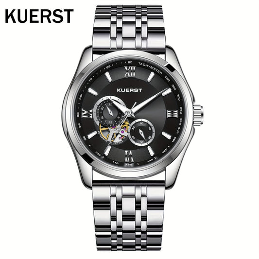 KUERST brand 2025 new watch series men's steel belt automatic mechanical watch with 24 hours/independent double small seconds/luminous classic three pins fashion exquisite elegance high appearance level business leisure brand watch